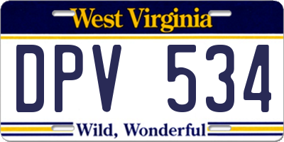 WV license plate DPV534