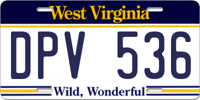 WV license plate DPV536