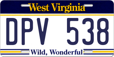 WV license plate DPV538