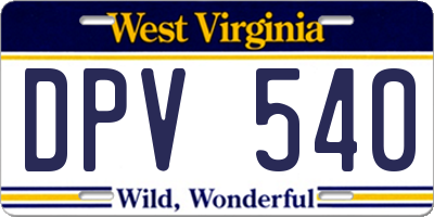 WV license plate DPV540