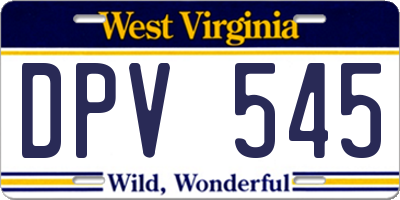 WV license plate DPV545