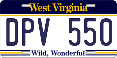 WV license plate DPV550