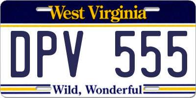 WV license plate DPV555