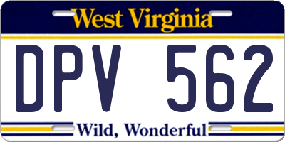 WV license plate DPV562