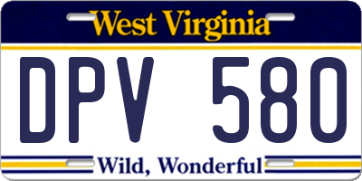 WV license plate DPV580