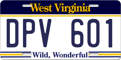 WV license plate DPV601