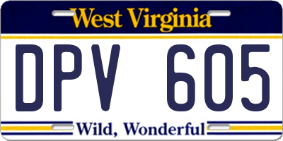 WV license plate DPV605