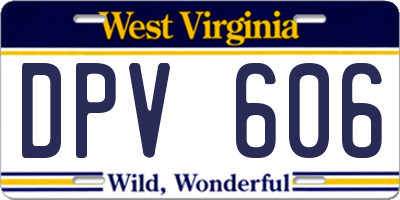 WV license plate DPV606