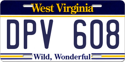 WV license plate DPV608