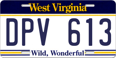 WV license plate DPV613