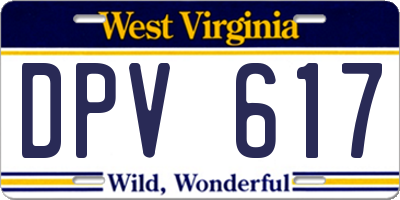 WV license plate DPV617