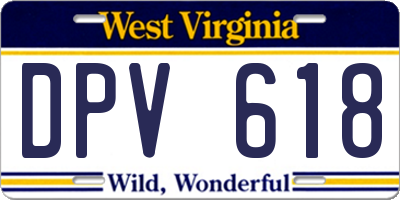 WV license plate DPV618