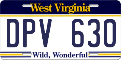 WV license plate DPV630