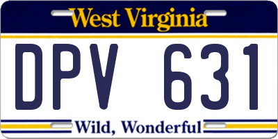 WV license plate DPV631