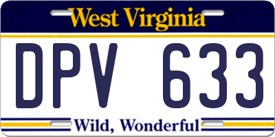 WV license plate DPV633