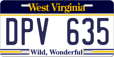 WV license plate DPV635