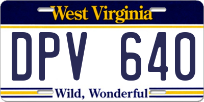 WV license plate DPV640