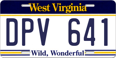 WV license plate DPV641