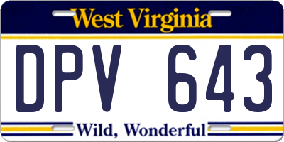 WV license plate DPV643