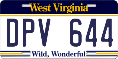 WV license plate DPV644
