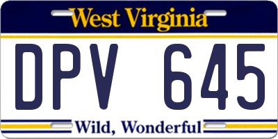 WV license plate DPV645