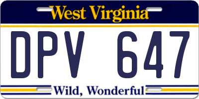 WV license plate DPV647