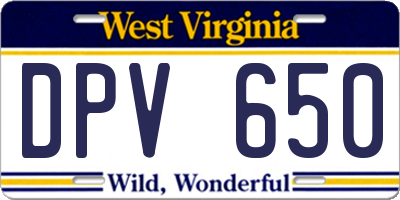 WV license plate DPV650