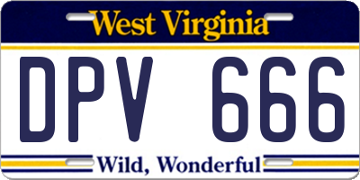 WV license plate DPV666