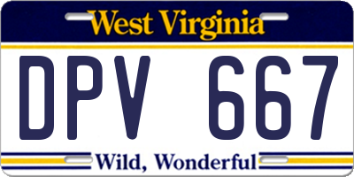 WV license plate DPV667