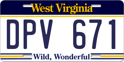 WV license plate DPV671