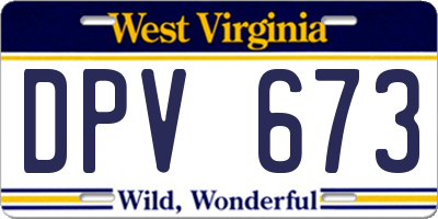 WV license plate DPV673