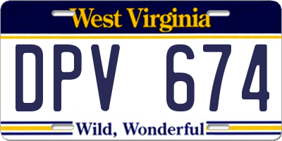 WV license plate DPV674