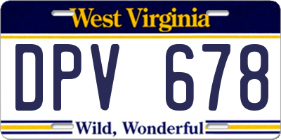 WV license plate DPV678