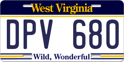 WV license plate DPV680