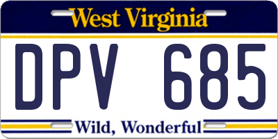 WV license plate DPV685