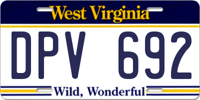 WV license plate DPV692