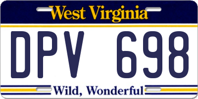 WV license plate DPV698