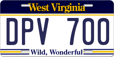 WV license plate DPV700