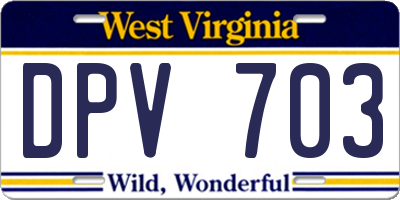 WV license plate DPV703