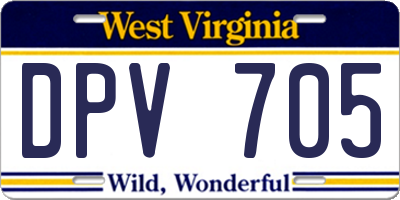 WV license plate DPV705