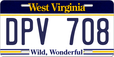 WV license plate DPV708