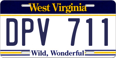 WV license plate DPV711