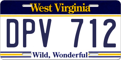 WV license plate DPV712
