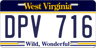 WV license plate DPV716