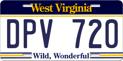 WV license plate DPV720