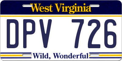 WV license plate DPV726
