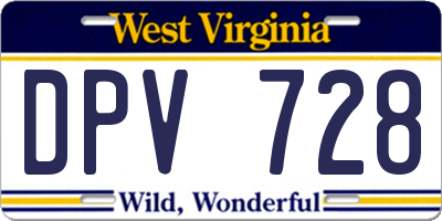 WV license plate DPV728
