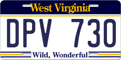 WV license plate DPV730