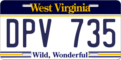 WV license plate DPV735
