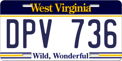 WV license plate DPV736